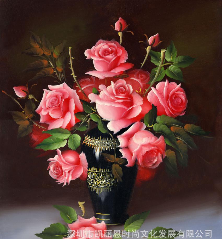 深圳定制仿真油畫 家居酒店賓館高清噴繪裝飾畫 靜物花卉無框畫