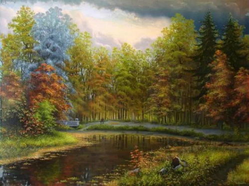 秋景油畫,比攝影還漂亮