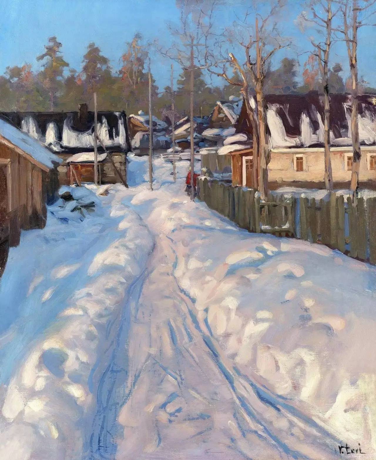 俄羅斯畫家筆下的雪景油畫 寒冷中的詩意與靈魂