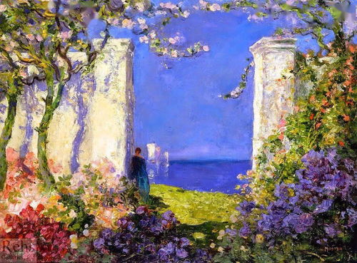 唯美浪漫的英國花園油畫